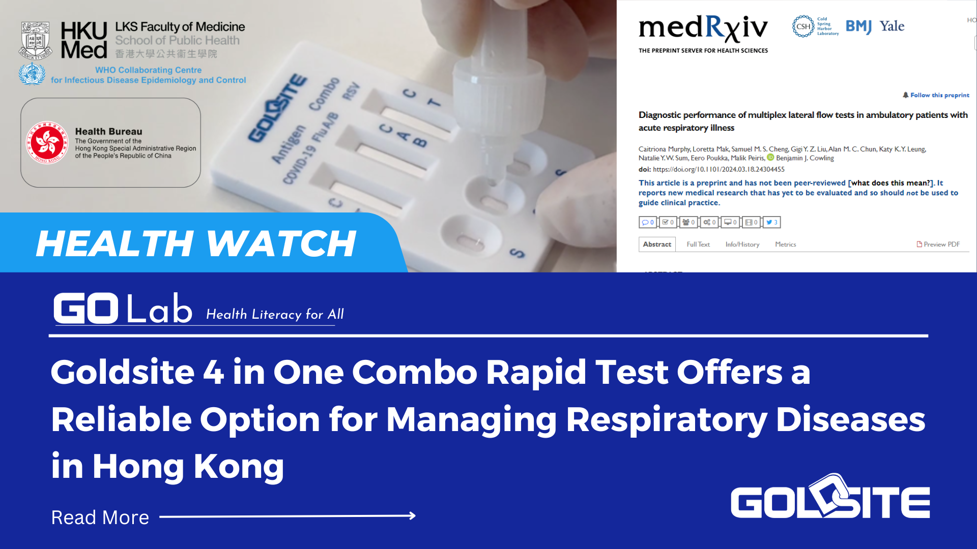 Goldsite La prueba rápida combinada 4 en uno ofrece una opción confiable para controlar las enfermedades respiratorias en Hong Kong