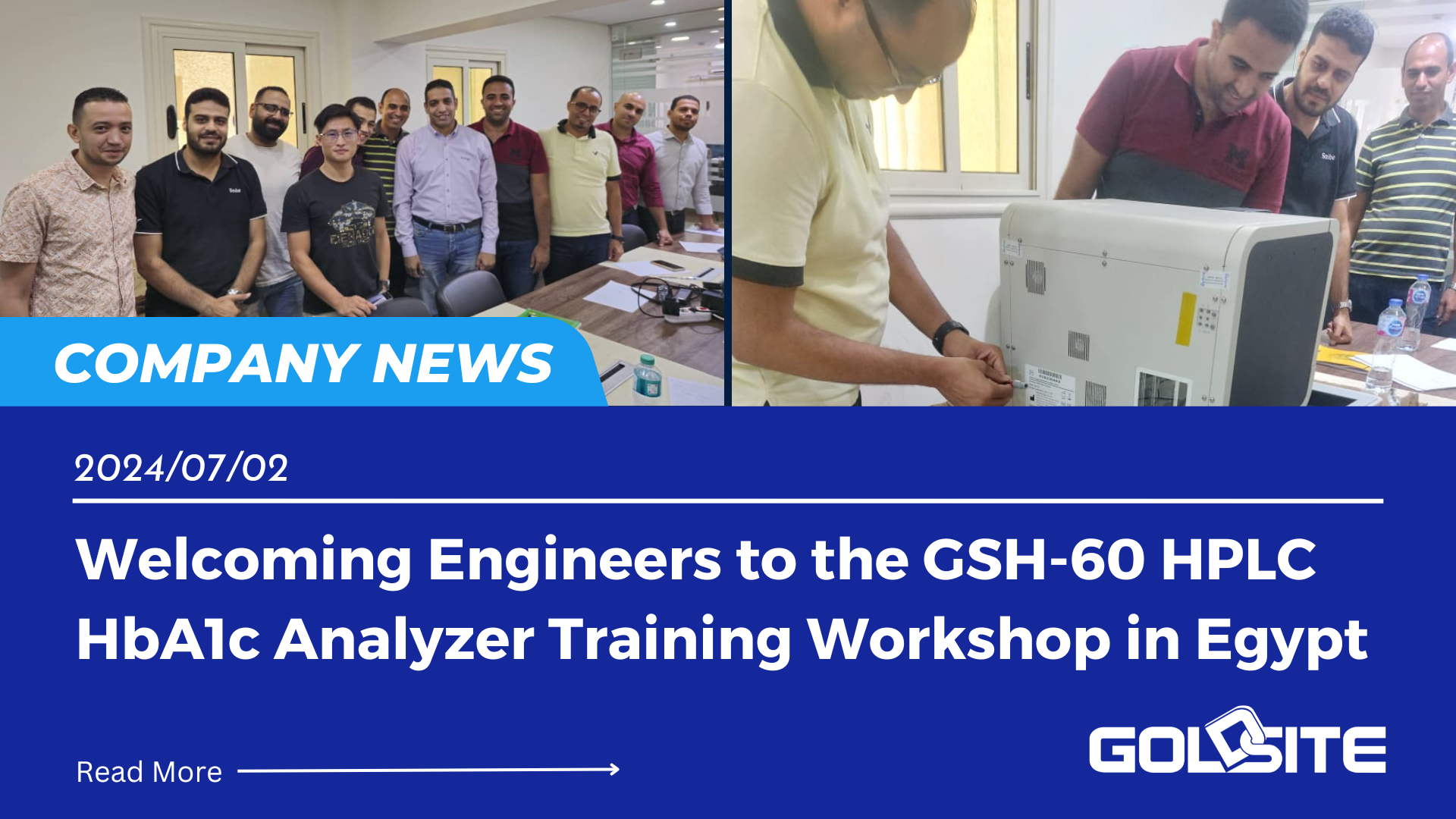 Bienvenidos ingenieros al taller de capacitación sobre el analizador HPLC HbA1c GSH-60 en Egipto